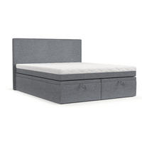 BOXBETT Zalla 180/200 cm Grau im Neve Stoff - Schwarz/Grau, Holz/Holzwerkstoff (180/200cm) - AltaBeds