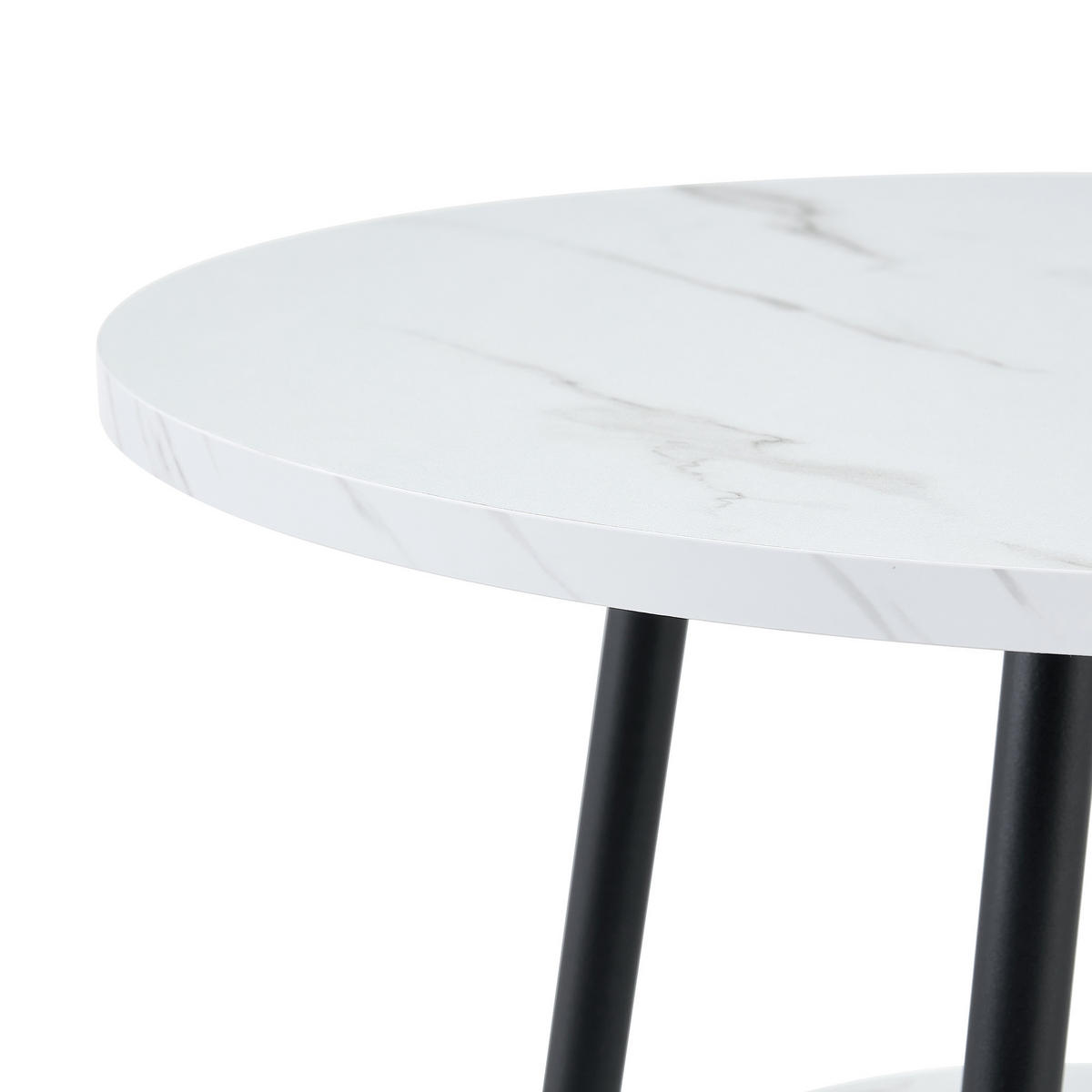 BARTISCH 60/60/89 cm mit Ablage in Weißer Marmoroptik und Metallgestell - Weiß, Holzwerkstoff (60/60/89cm) - BEAOK