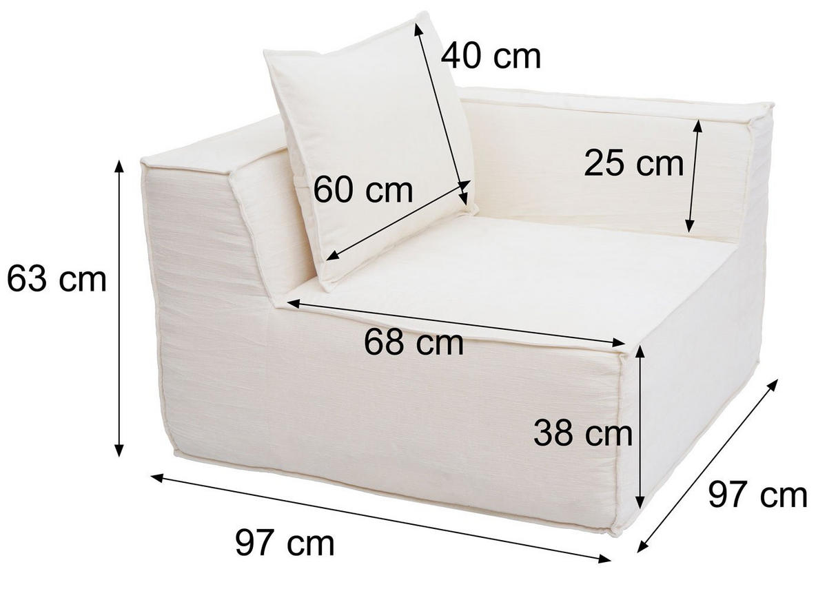 ECKTEIL Cremeweiß - Weiß, Textil (97/63/97cm) - MCW