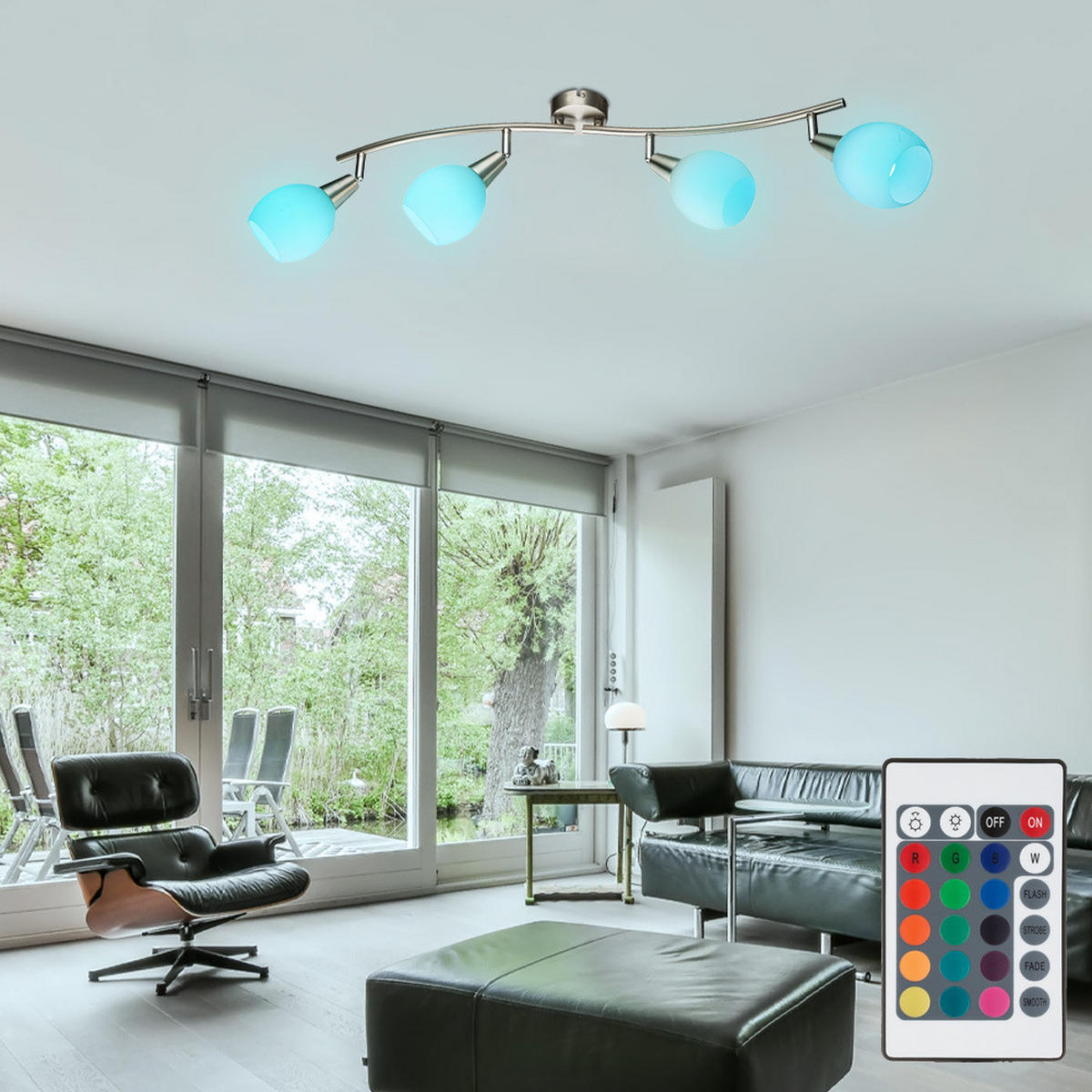 LED DECKENLEUCHTE ELLIOTT Silber Metall - Silberfarben, Glas (70/31.5/23cm) - Globo Lighting