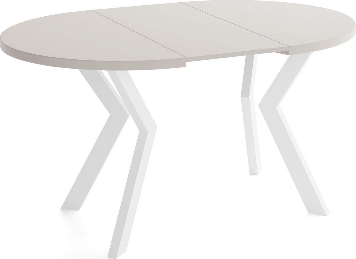 ESSTISCH Savio Weiß rund ausziehbar verlängerbar, Kaschmir 80-130/80/77 cm - Kaschmir/Weiß, Holz/Holzwerkstoff (80/80/77cm) - WFL GROUP