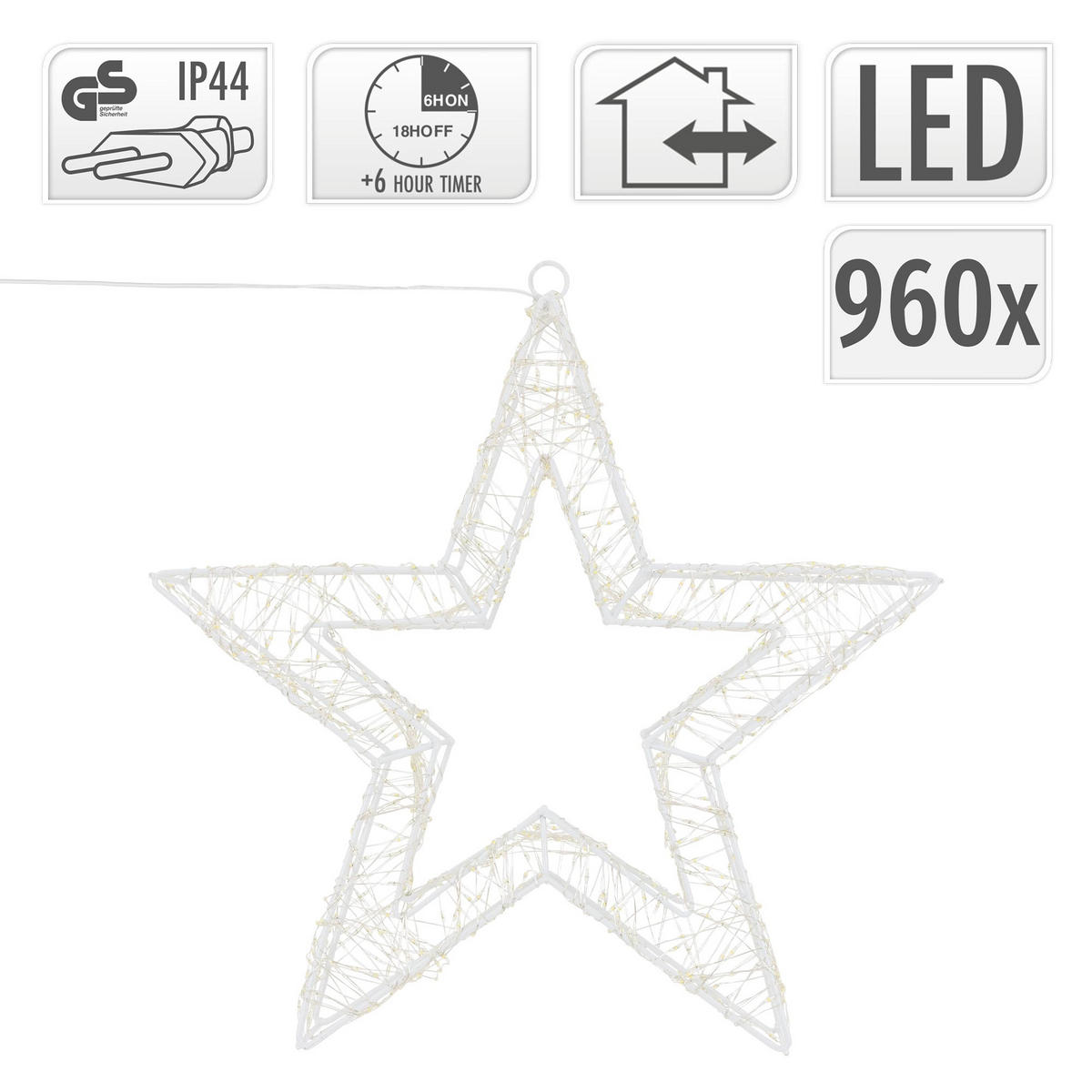 LED-DEKORATION Stern aus Draht 50 cm - Goldfarben, Metall (8/38/38cm) - Home Styling Collection