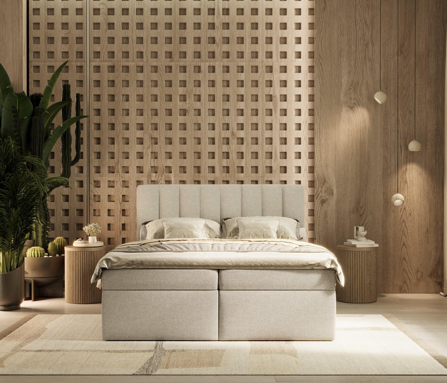 BOXBETT Amaro 140/200 cm Graubeige im Megan Stoff - Schwarz/Grau, Holz/Holzwerkstoff (140/200cm) - AltaBeds