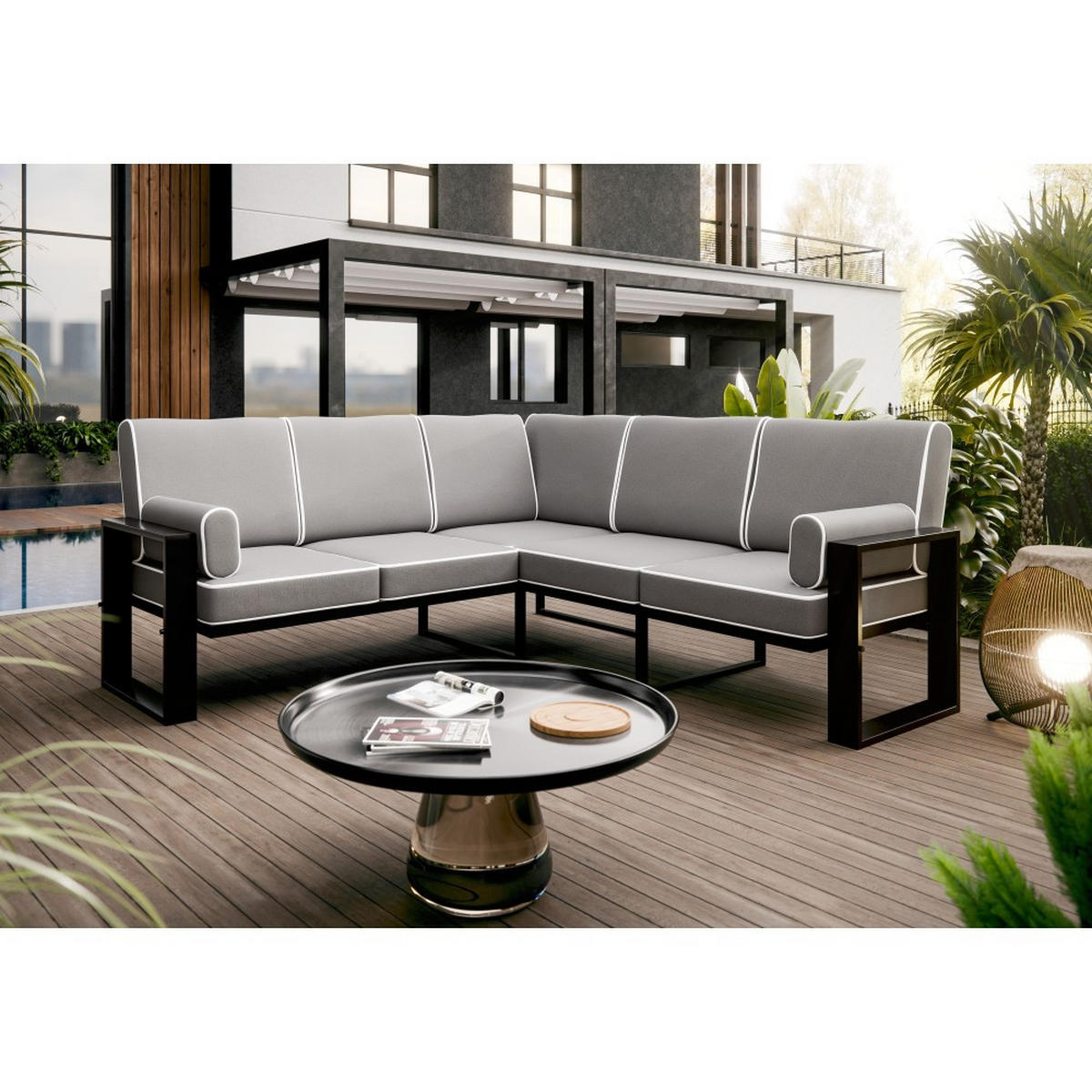 LOUNGEECKTEIL Verdino 2R2 mit Metallrahmen 207 cm anthrazit - Anthrazit, Metall (207/90/207cm) - Beautysofa
