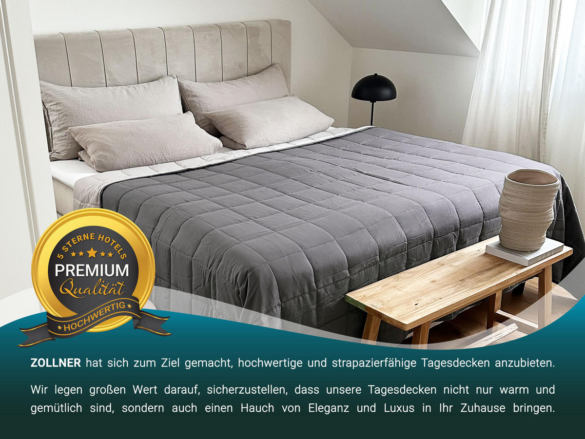 TAGESDECKE, 220x260 cm, 100% Polyester, Grau - Anthrazit, Textil (220/260cm) - Zollner
