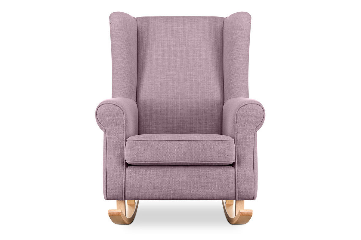 SCHAUKELSESSEL TULES mit Tasche für kleine Gegenstände, Rosé - Pink/Eichefarben, Eichenholz/Holzwerkstoff (80/105/105cm) - KONSIMO®