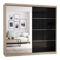 SCHIEBETÜRENSCHRANK - BEN 31 233 CM (Sonoma + Schwarz) - Schwarz/Sonoma Eiche, Holzwerkstoff/Metall (233/218/61cm) - Möblo