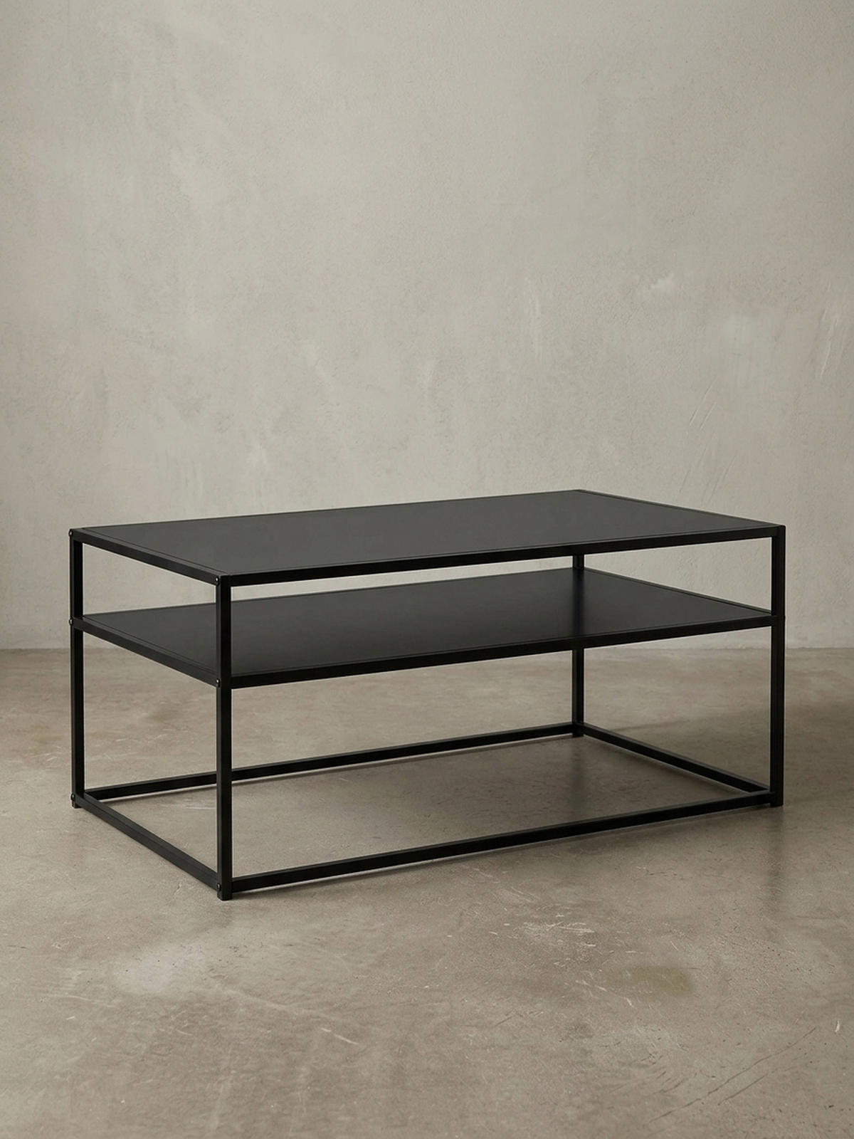 COUCHTISCH Grau Metall, Industrial-Stil mit Stauraum, Robuste Verarbeitung, Maße: 100 x 60 x 45 cm - Schwarz, Metall (60/100/45cm) - KADIMA DESIGN