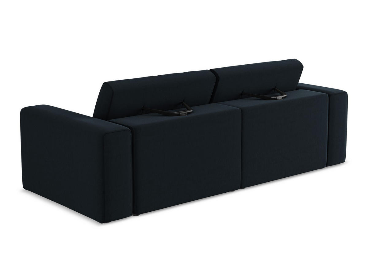 3-SITZER SOFA Samt Stoff Blau - Blau/Schwarz, Kunststoff/Textil (224/80/103cm) - Makamii
