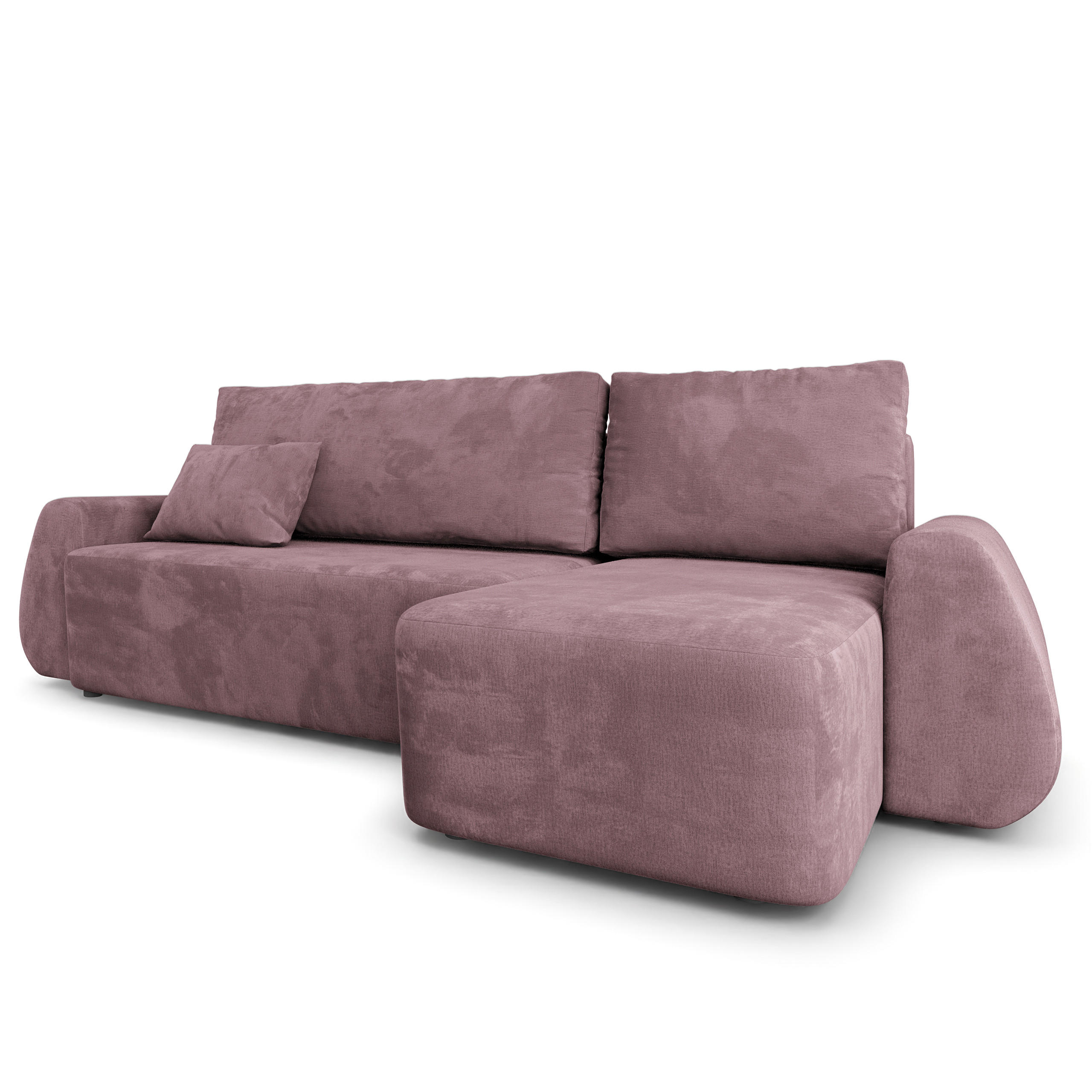 ECKSOFA GALVIS Lila Velours-Stoff mit Schlaffunktion - Lila, Holz (256/156cm) - MASSENO