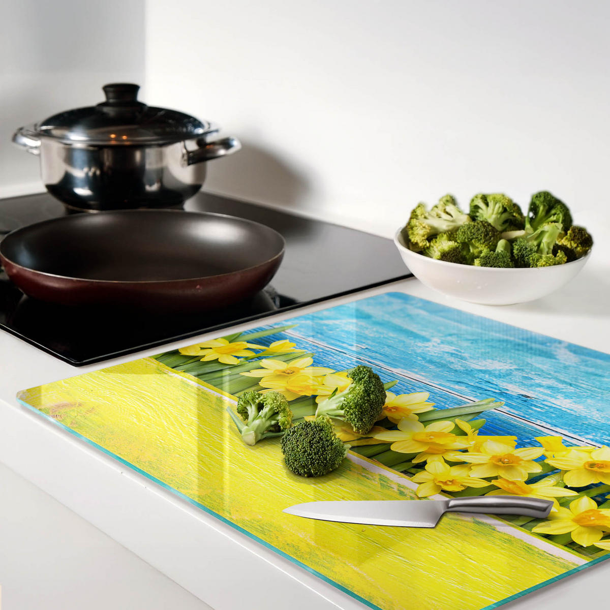 GLASPLATTE 60x52 cm Narzissen - Gelb, Glas (60/0.4/52cm) - TULUP