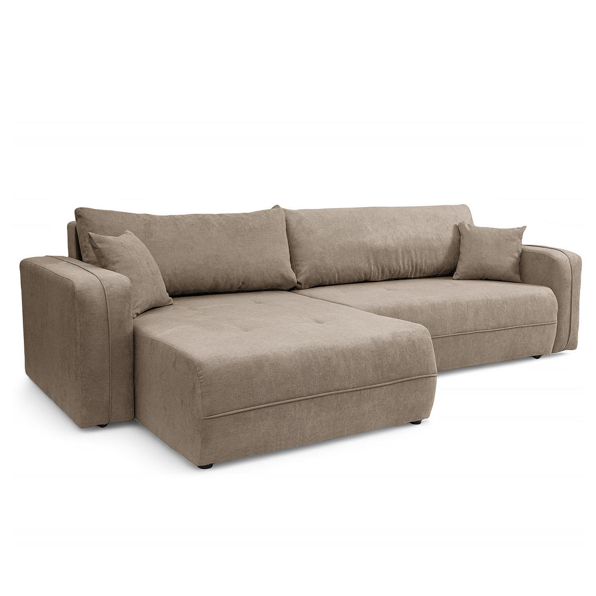ECKSOFA mit Schlaffunktion - 272 cm - Schwarz/Cappuccino, Kunststoff/Textil (272/145cm) - home24
