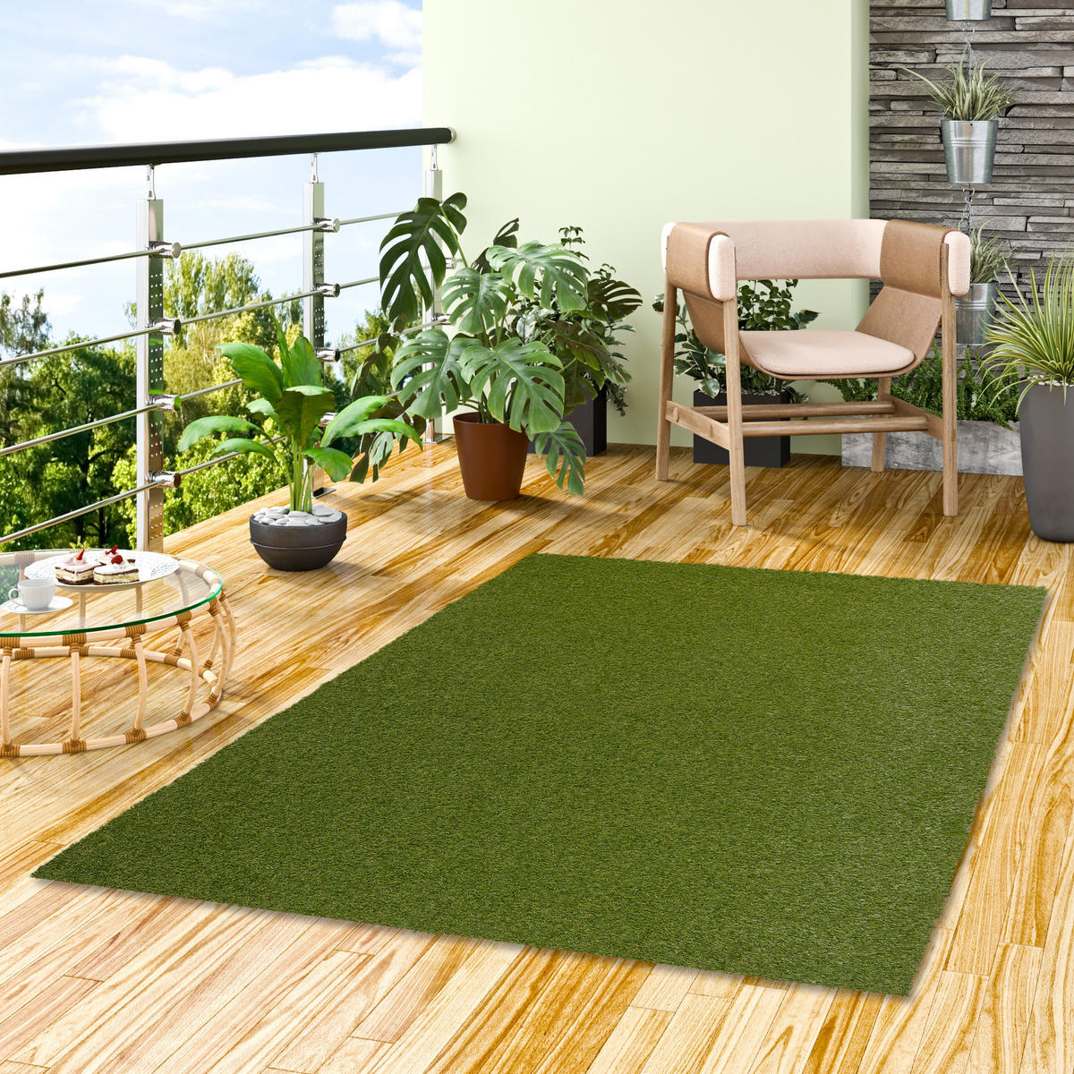 LUXUS KUNSTRASEN RASENTEPPICH CHELSEA - Grün, Textil (200/150cm) - Snapstyle