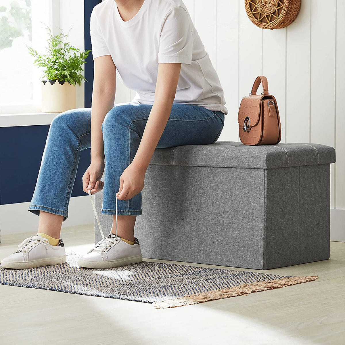 SITZBANK - Grau, Holzwerkstoff (38/38/76cm) - Hansiro