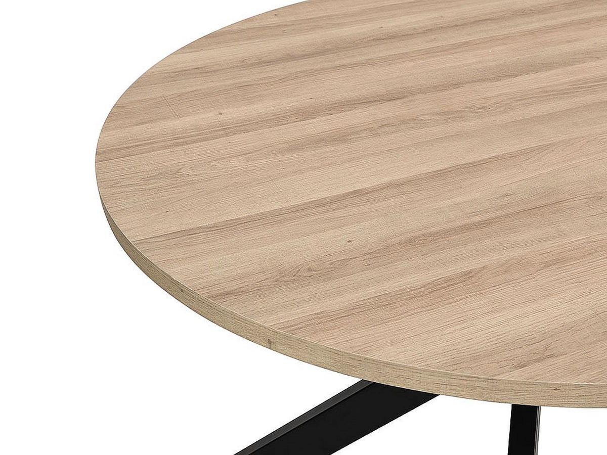 ESSTISCH - 4 Personen - MDF & Metall - Eichefarben & Schwarz - TILKI - Naturfarben, Holz (120/120/77.5cm) - Vente-Unique