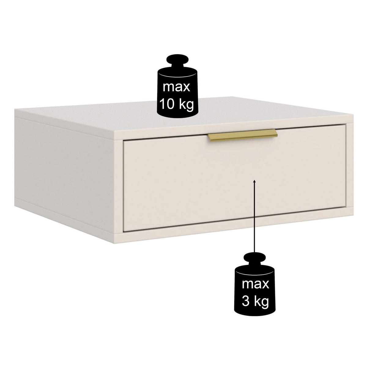 NACHTTISCH VENA kaschmir 50 cm - Kaschmir/Goldfarben, Holzwerkstoff/Kunststoff (50/20.2/37cm) - Selsey