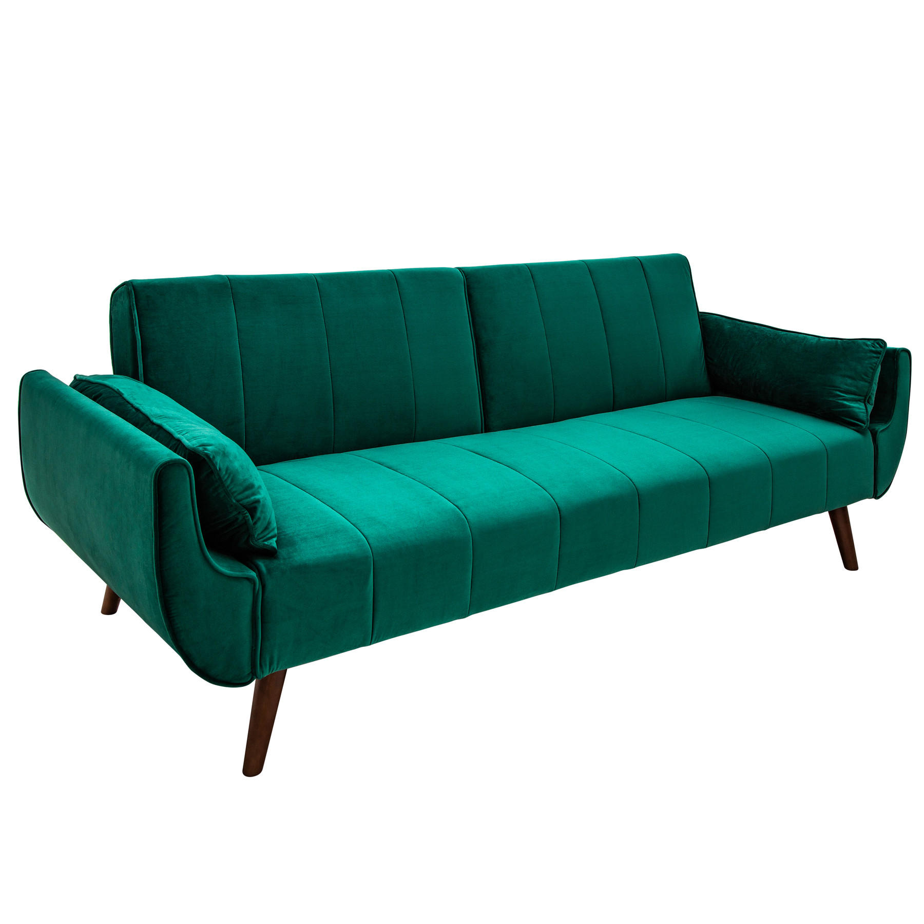 3-SITZER SOFA DIVANI Samt Grün 220 cm - Grün, Holz/Textil (220/85/88cm) - riess-ambiente