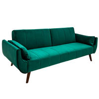 3-SITZER SOFA DIVANI Samt Grün 220 cm - Grün, Holz/Textil (220/85/88cm) - riess-ambiente