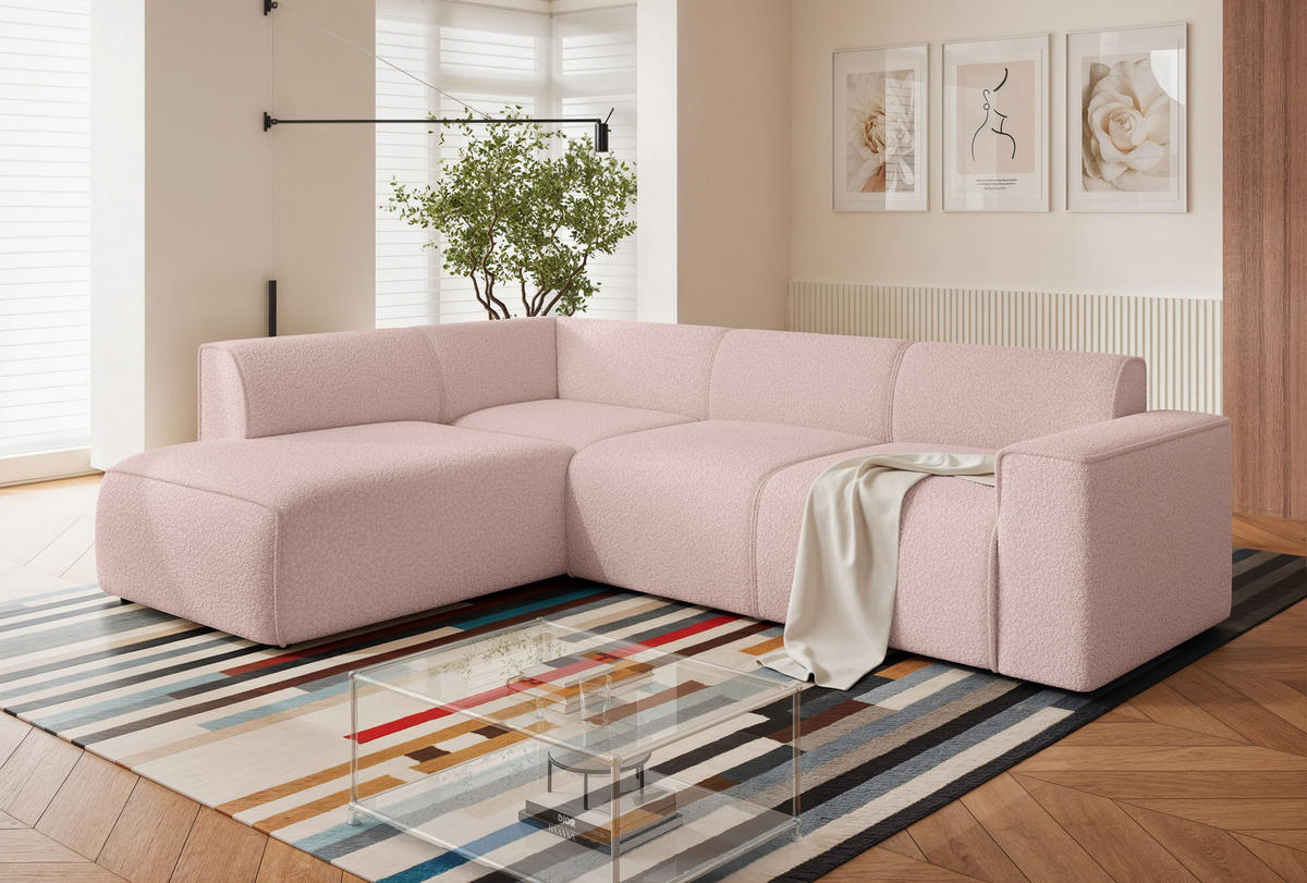 ECKSOFA ZAVO Feiner Mischstoff in Rosa - Rosa, Holzwerkstoff/Kunststoff (310/218cm) - Idohome
