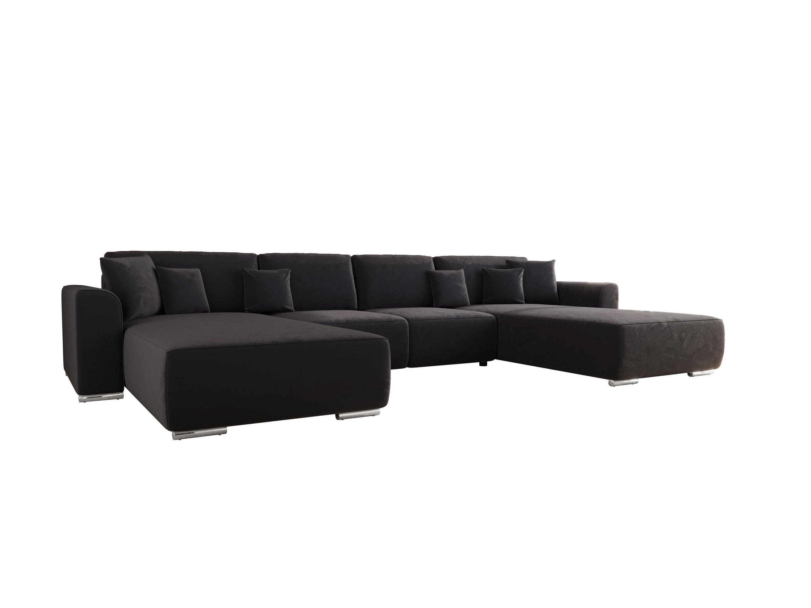 WOHNLANDSCHAFT GUSTO U Monolith 97 mit Schlaffunktion - Graphitfarben, Textil (368/85/193cm) - Bedante