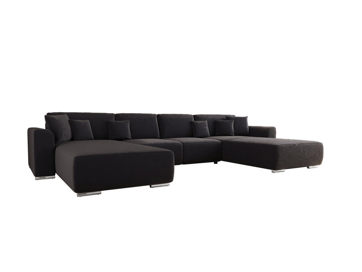WOHNLANDSCHAFT GUSTO U Monolith 97 mit Schlaffunktion - Graphitfarben, Textil (368/85/193cm) - Bedante