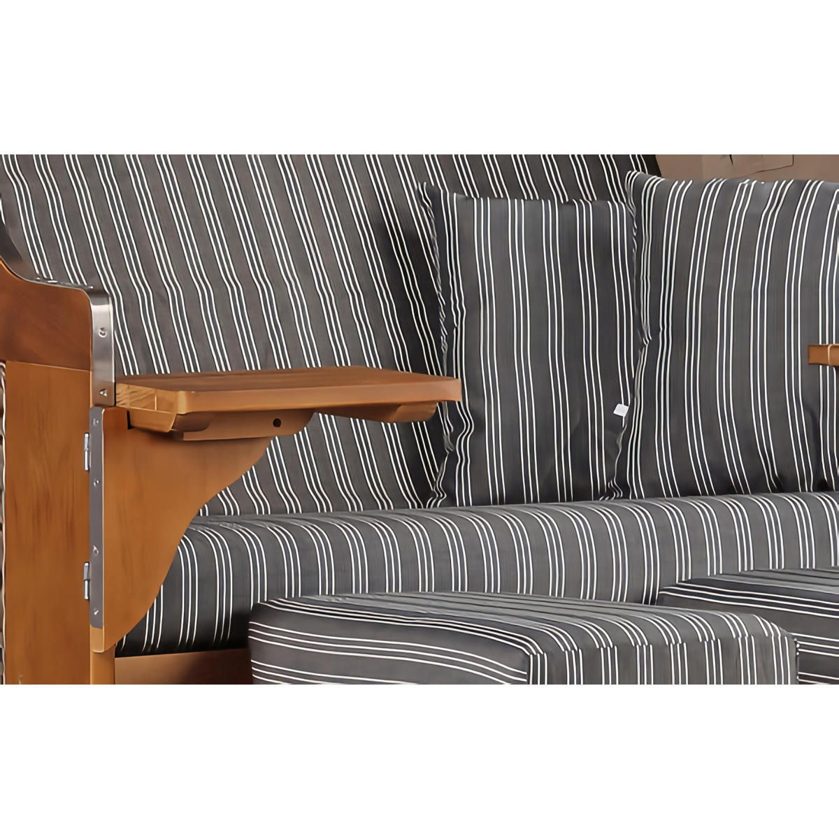 STRANDKORB Schleswig Pinie 2-Sitzer - Braun/Grau, Metall (120/160/80cm) - Mr. Deko