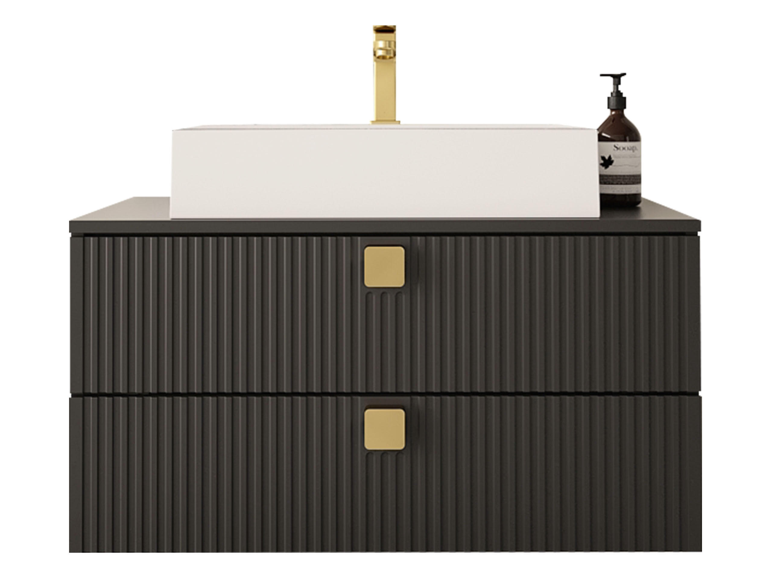BADMÖBEL-SET Gariano 01 - Goldfarben/Schwarz, Holzwerkstoff/Kunststoff (80/42/46cm) - MIRJAN24