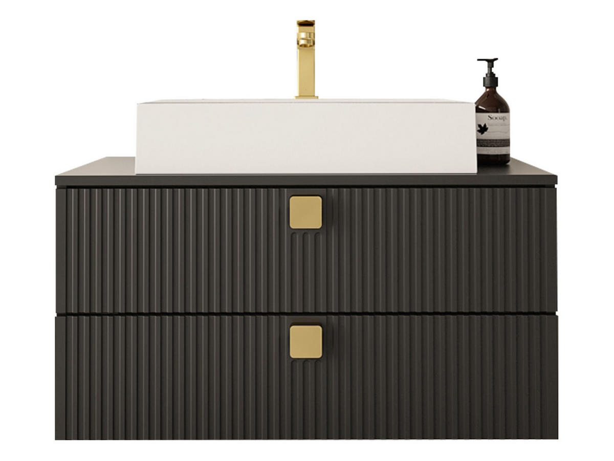 BADMÖBEL-SET Gariano 01 - Goldfarben/Schwarz, Holzwerkstoff/Kunststoff (80/42/46cm) - MIRJAN24