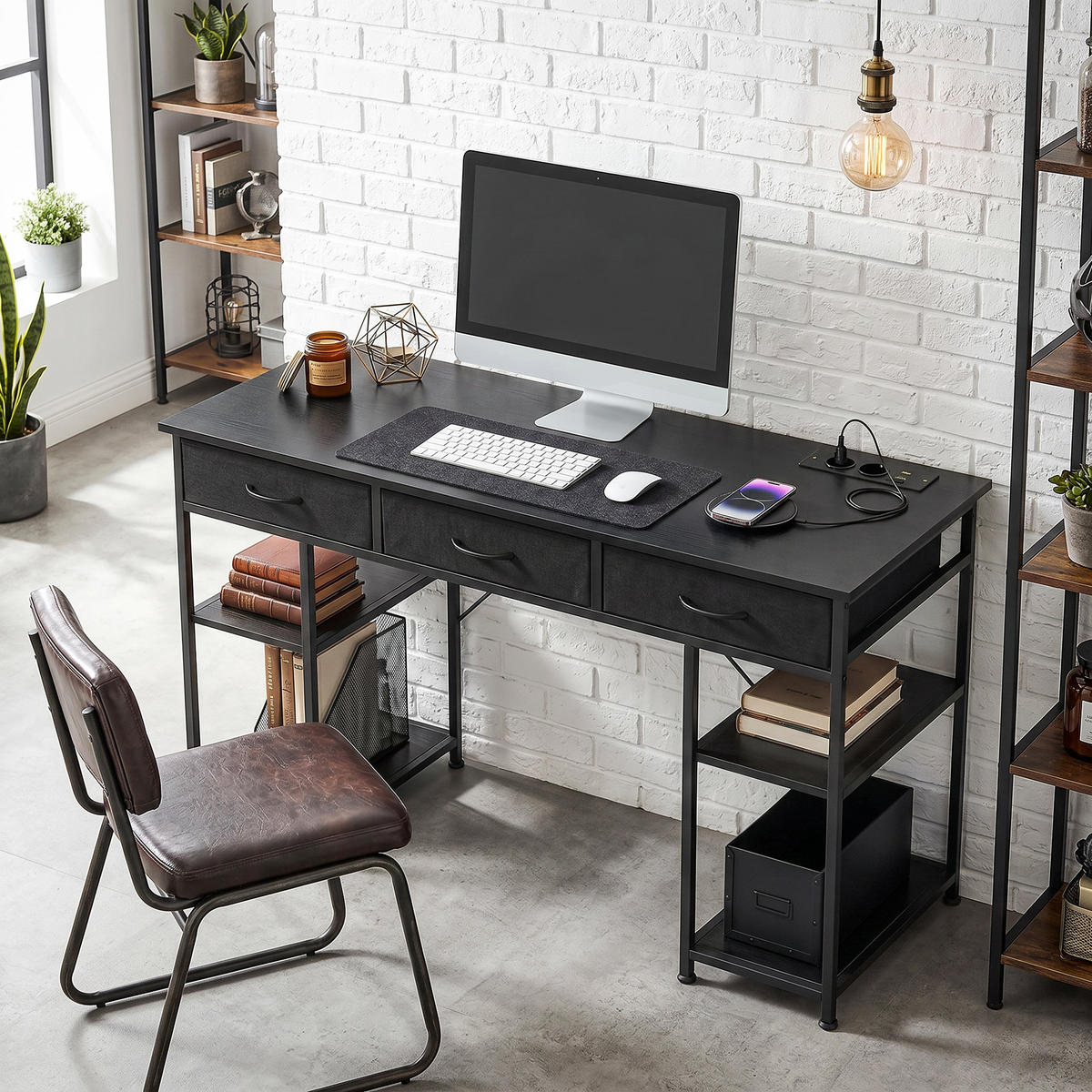 BÜROTISCH Schwarz 1 Stück - Schwarz, Holzwerkstoff (40/120/76cm) - GiPP