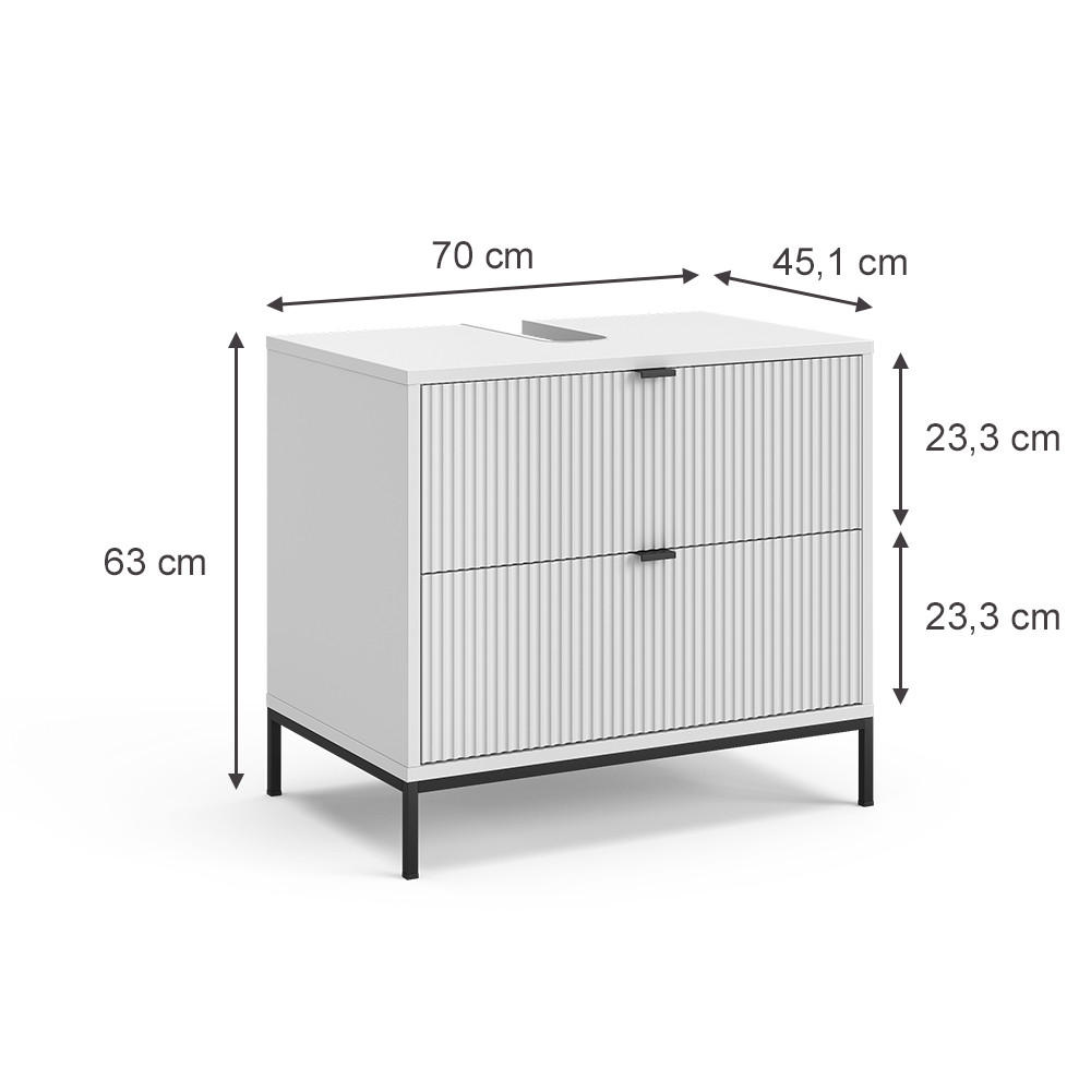 WASCHBECKENUNTERSCHRANK Eliza Weiß 70 x 63 cm mit 2 ausziehbaren Schubladen - Weiß, Holzwerkstoff (70/63/45.1cm) - Vicco