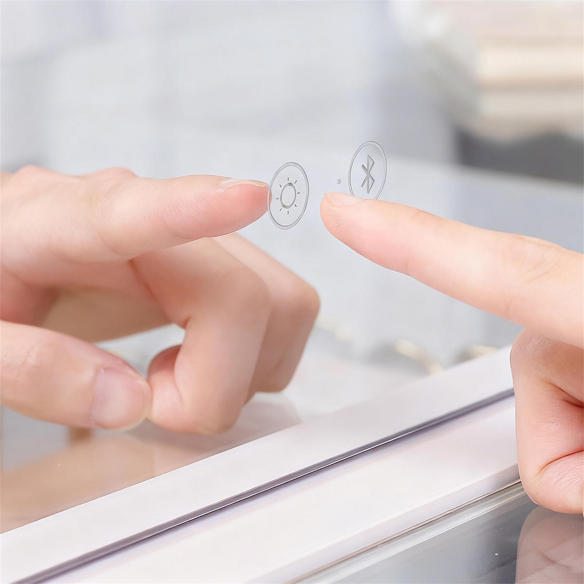 SCHMINKSPIEGEL mit LED-Beleuchtung und Bluetooth weiß 80/60 cm Extra große Glühbirne - Weiß, Metall (80/60/10cm) - VANITII