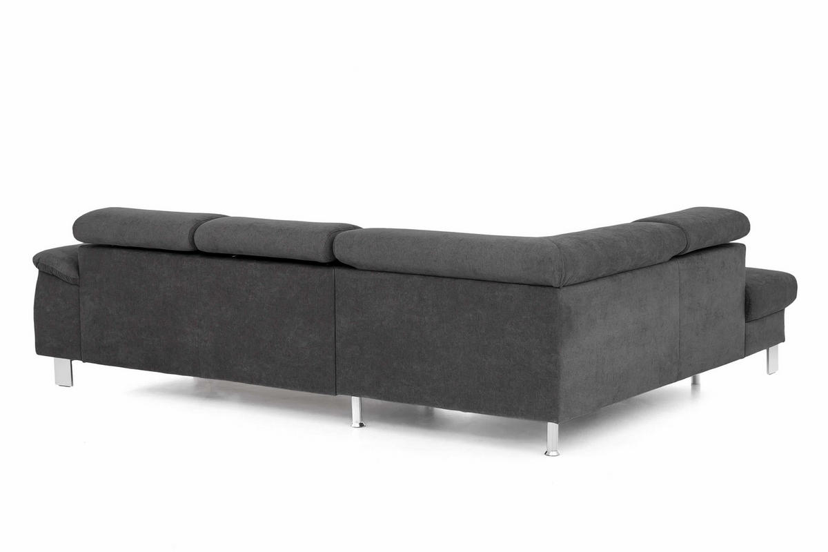 ECKSOFA mit Schlaffunktion und Bettkasten - Chromfarben/Dunkelgrau, Holz/Textil (249/207cm) - Cotta