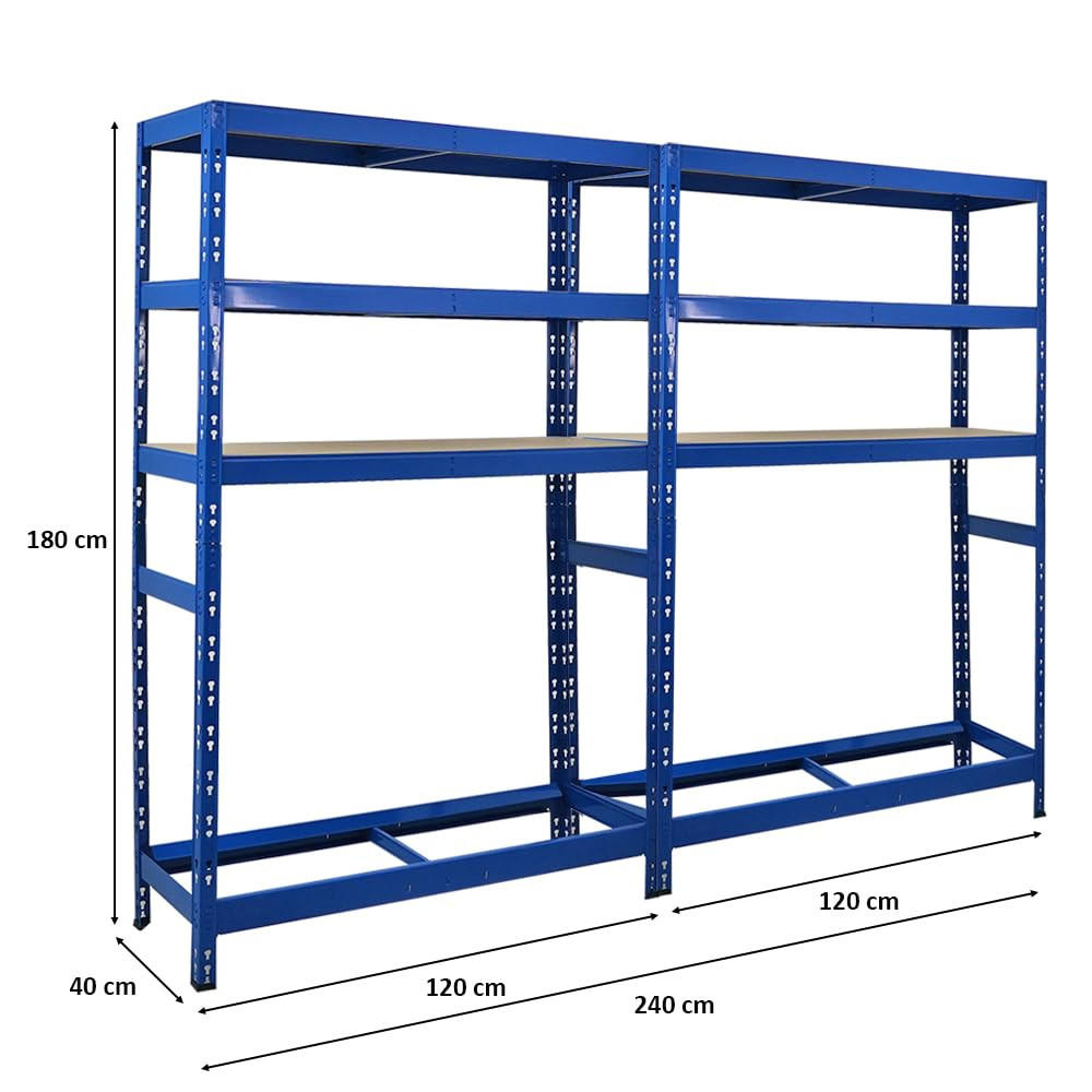 REIFENREGAL Tiger 2er-Set mit 2x 180x120x40 cm bis zu 12 Reifen mit 3 Fachboden Blau - Blau, Metall (240/180/40cm) - PROREGAL