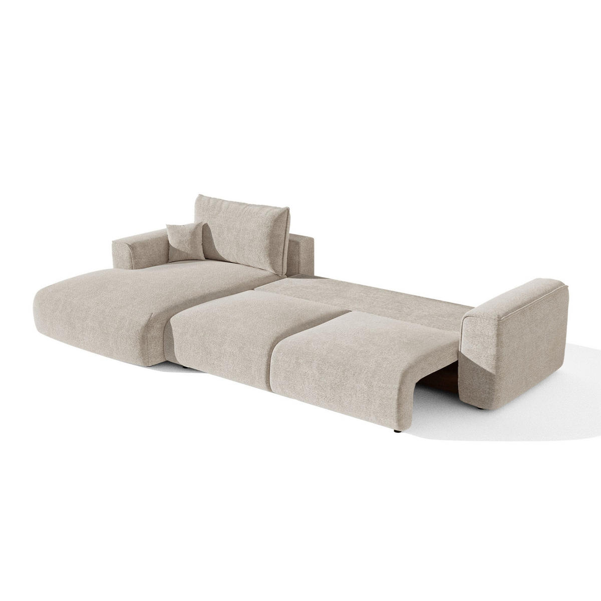LINKSECK-SCHLAFSOFA mit Stauraum COMO Frottee Beige 297cm - Beige, Textil (297/167cm) - Premium Interiors