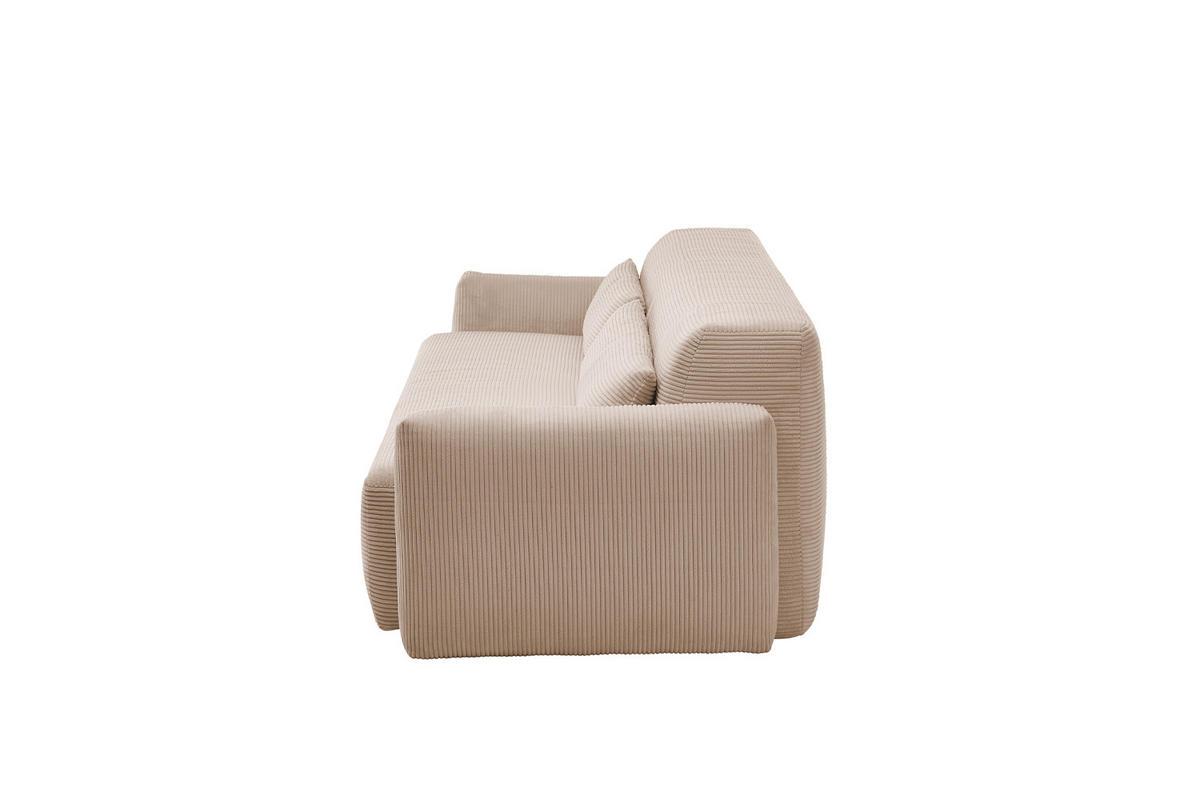 SCHLAFSOFA NEO Taupe Cord - Taupe/Schwarz, Kunststoff/Textil (233/75/108cm) - KAWOLA