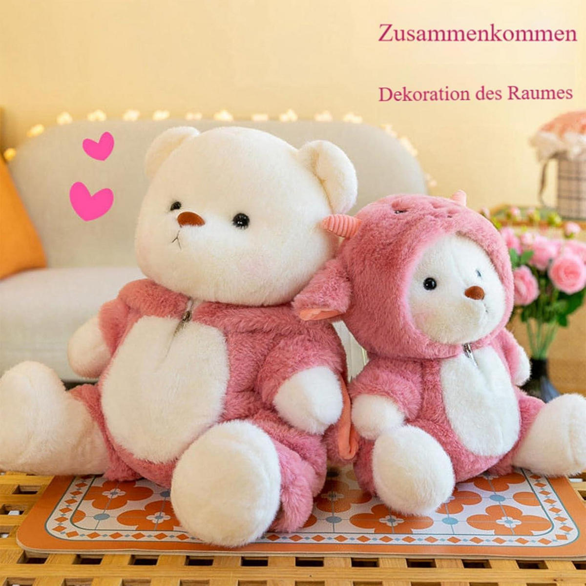 PLÜSCHTIER Teddybär im Schafkostüm Rosa 30 cm - Rosa, Textil (15/30cm)