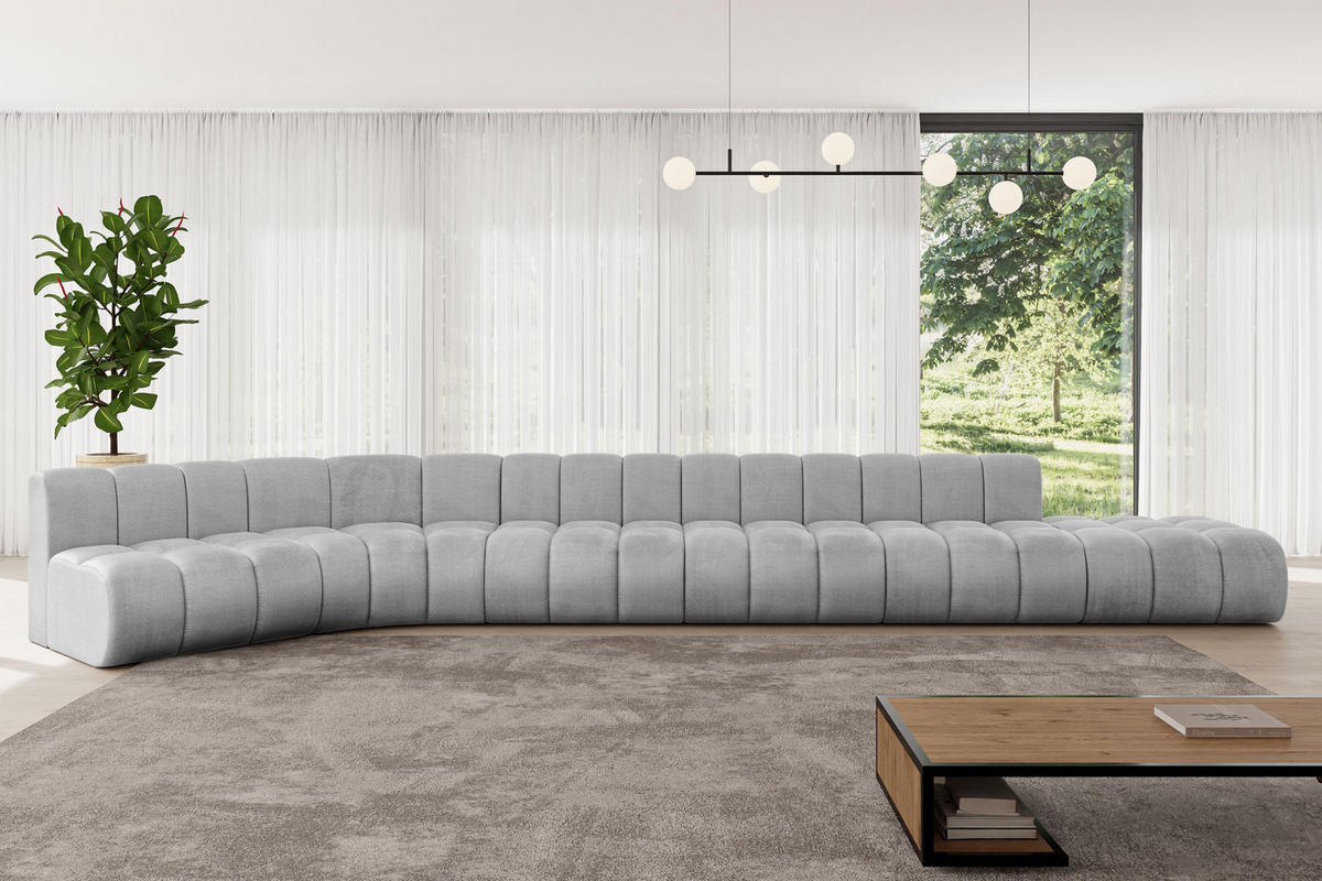 ECKSOFA modulares Sofa Brilo-L3 - 562x174x70 cm Grau - Hellgrau, Holzwerkstoff/Textil (562/174cm) - ALTDECOR