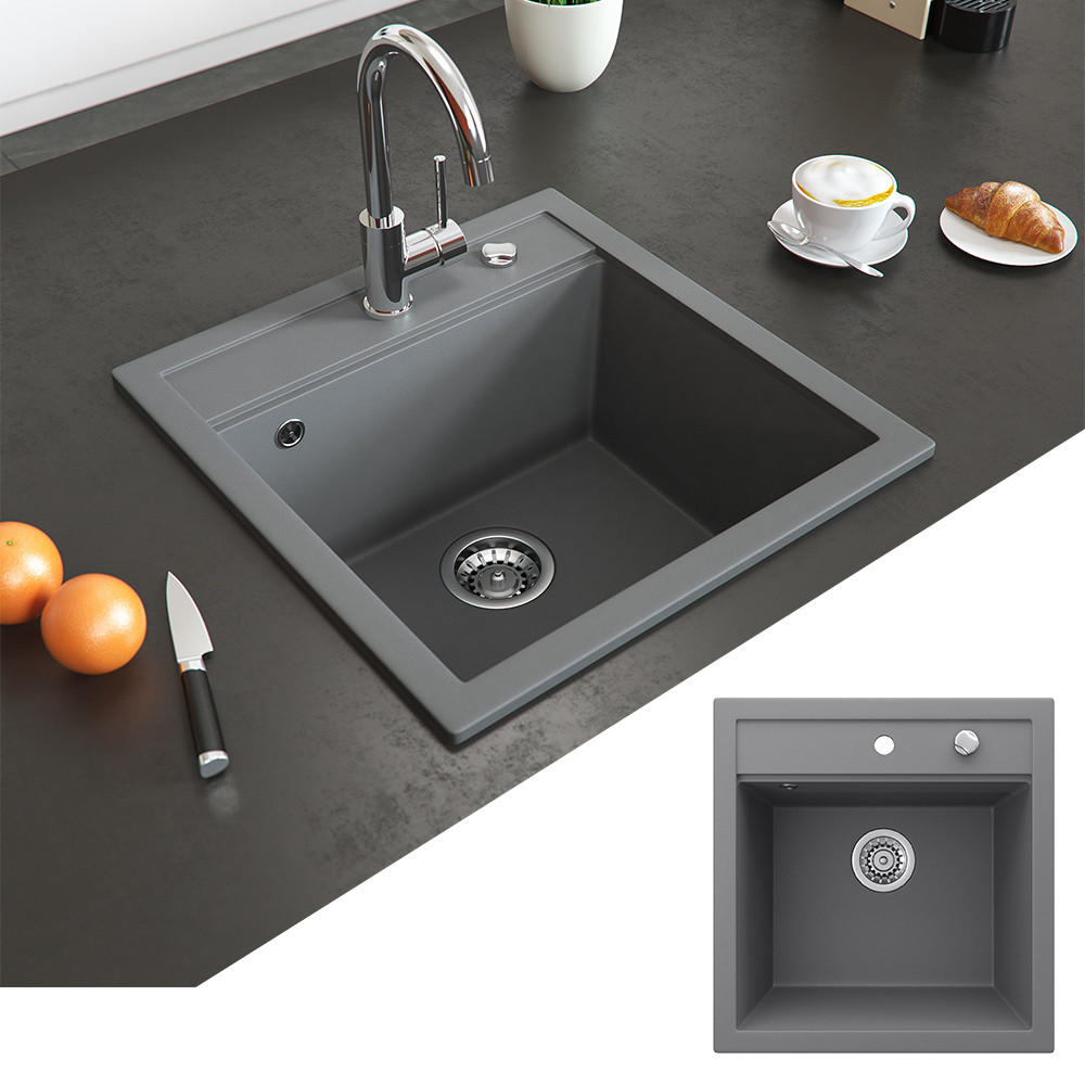 SPÜLBECKEN Tesa Grau 49 x 51 cm - Dunkelgrau, Keramik (49/20/51cm) - Bergstroem