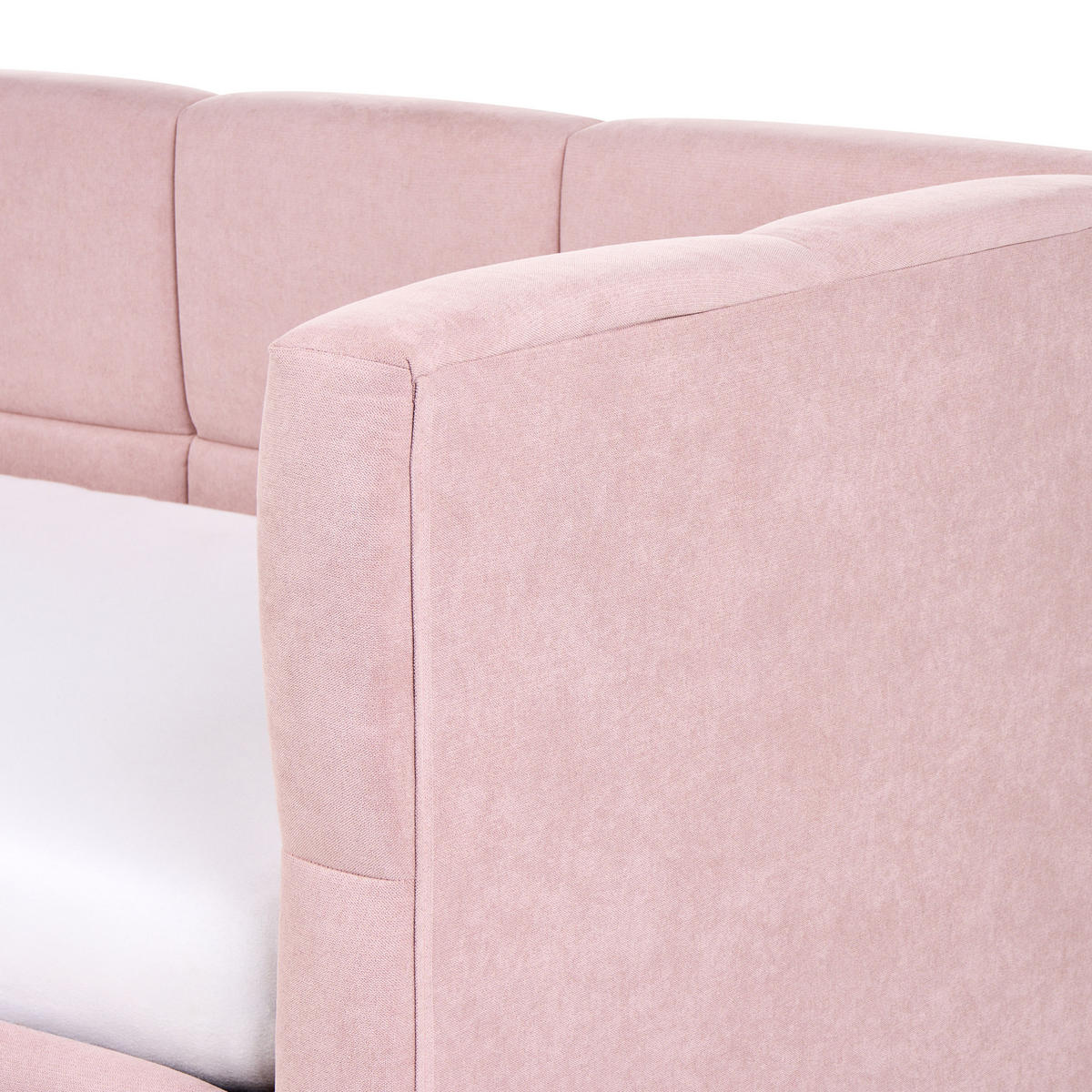 TAGESBETT Stoff 90/200 cm mit Stauraum rechtsseitig Rosa Jacou - Pink, Textil (90/200cm) - Beliani