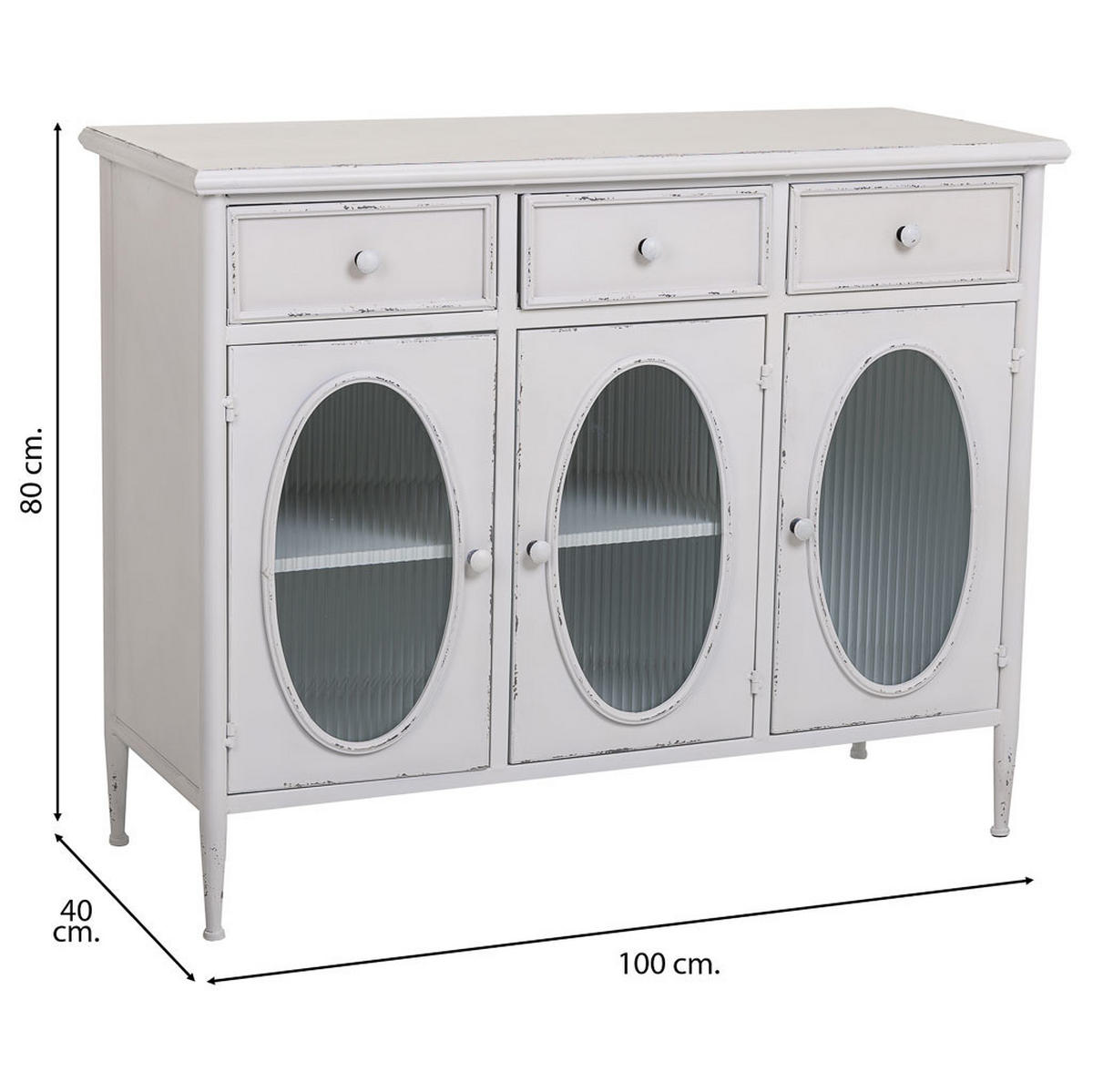 SIDEBOARD aus Metall 100x40x80 cm - Weiß, Metall (100/80/40cm) - Wanderlust