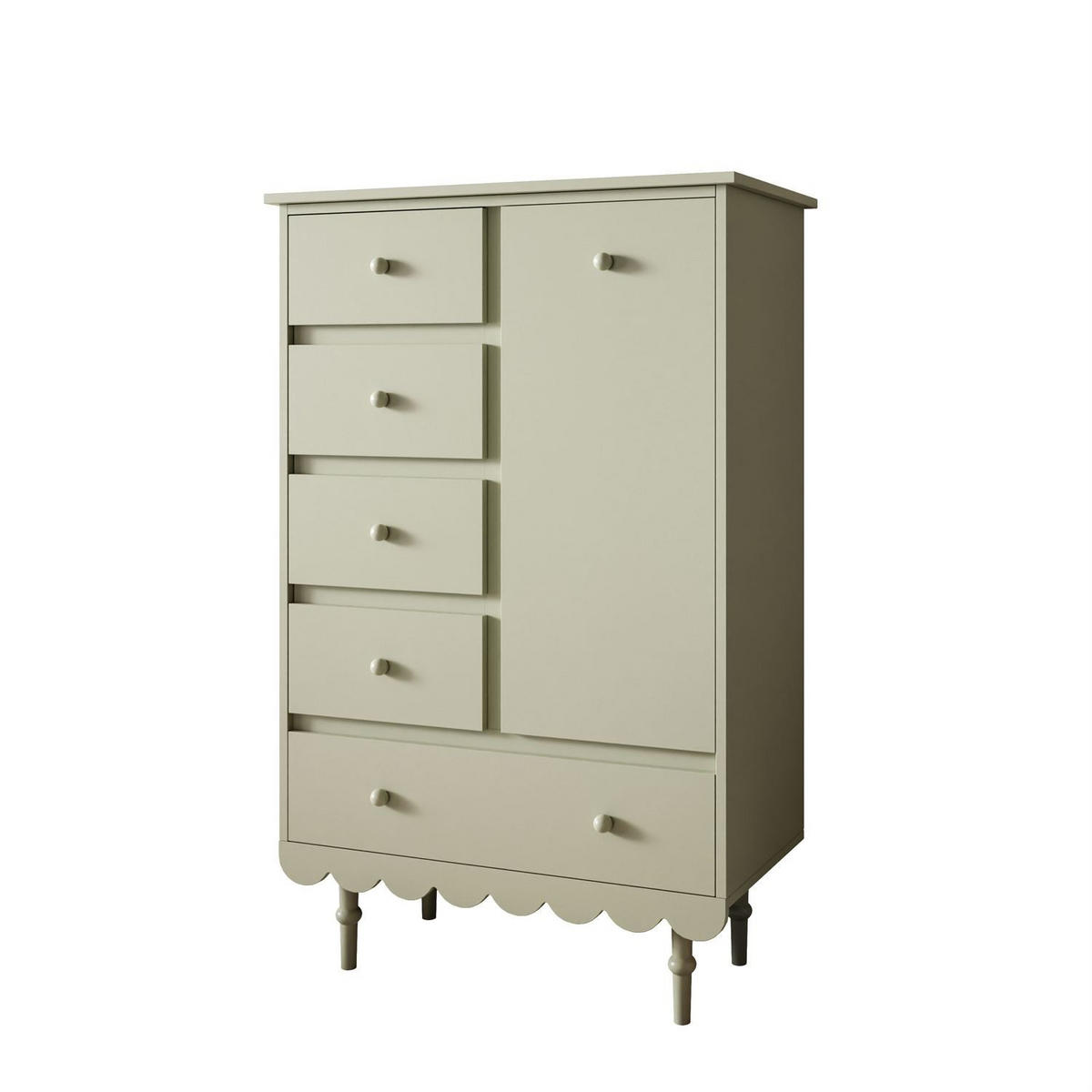 HOCHKOMMODE BABUSHKA mit Schubladen, Olivgrün - Olivgrün, Holzwerkstoff (84/140/50cm)