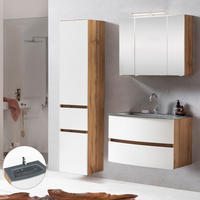 BADMÖBEL-SET 3-TLG. Lauria-03 - Weiß, Holzwerkstoff (135/200/49cm) - Lomado