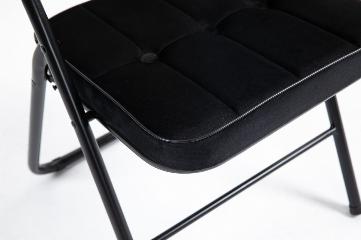KLAPPSTUHL DE-36266 2er-Set mit gepolstertem Sitz Schwarz - Schwarz, Metall (47/80/46cm) - ComfortXL