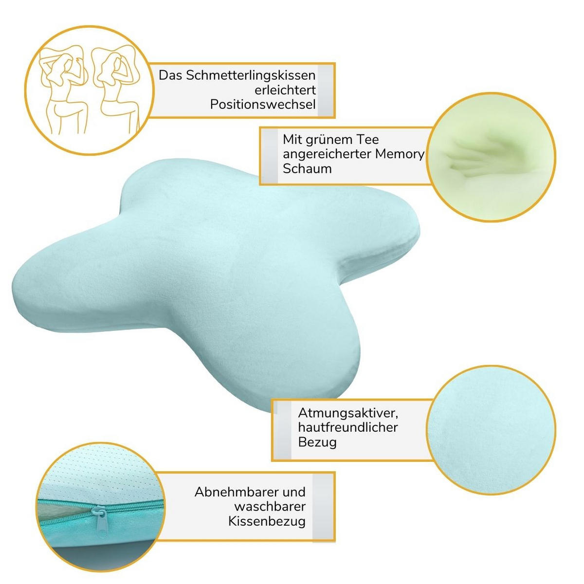 SCHMETTERLINGSKISSEN, KÜHLEND 53/43 CM - Grün, Textil (43/53cm) - INPHYSIO
