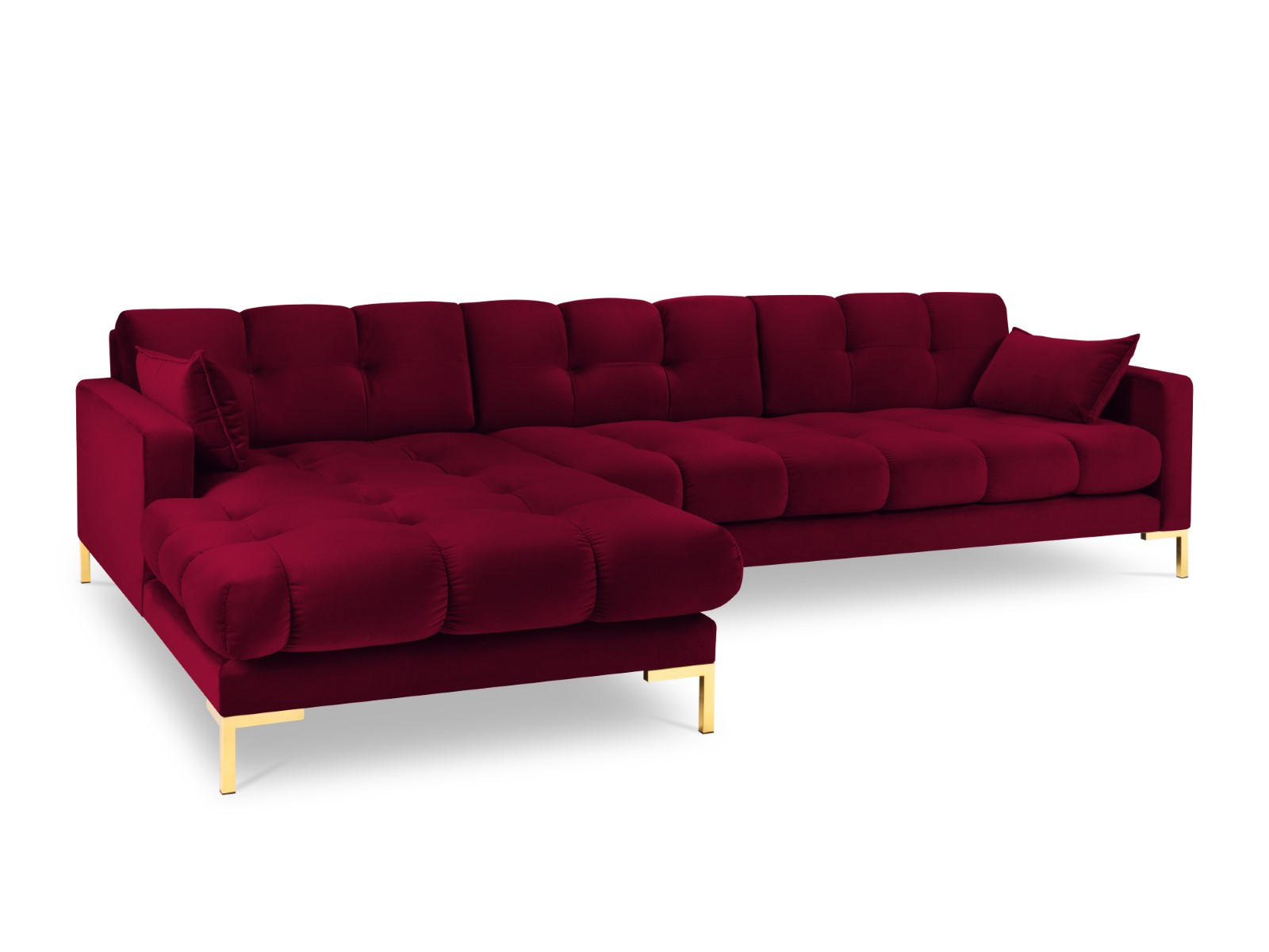 ECKSOFA links Mamaia aus Samt rot 5 Sitzplätze - Rot, Textil (185/293cm) - Micadoni