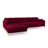 ECKSOFA links Mamaia aus Samt rot 5 Sitzplätze - Rot, Textil (185/293cm) - Micadoni