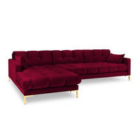 ECKSOFA links Mamaia aus Samt rot 5 Sitzplätze - Rot, Textil (185/293cm) - Micadoni