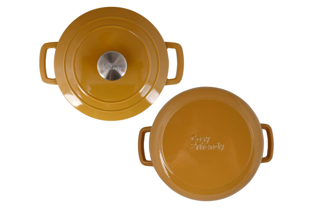 KASSEROLLE Fontestic Gusseisen- Amber Gold Ø 24 cm / 4,6 Liter – emailliert - Gelb, Keramik (1/2/12cm) - Cosy & Trendy