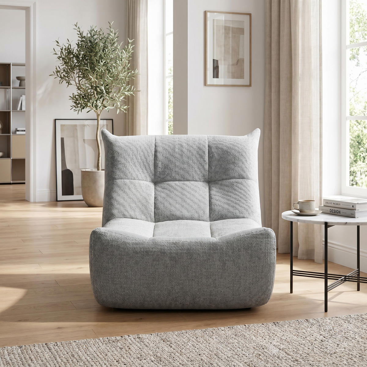 SITZSACK aus grauem Chenille im Togo-Stil mit Memory Foam - Grau, Textil (76/67/98cm) - Urban Meuble