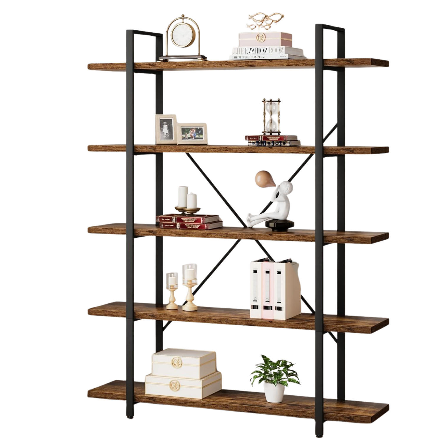 STANDREGAL Industrial Holzoptik Schwarz 120 x 32 x 177 cm Metall - Wildeiche, Holzwerkstoff/Metall (120/177/32cm) - Quality Elegance